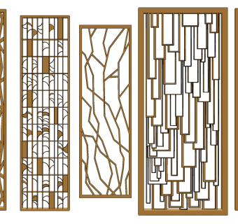 新中式隔断，屏风su草图模型下载
