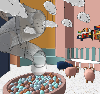 现代儿童游乐区su草图模型下载