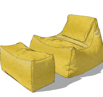 现代布艺懒人沙发su草图模型下载