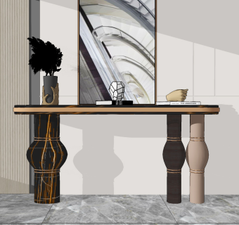 现代轻奢端景条案su草图模型下载