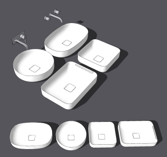 现代台盆洗手台su草图模型下载