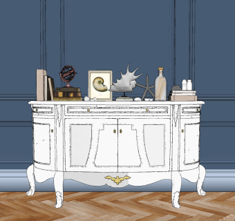 法式雕花端景柜su草图模型下载