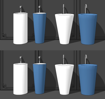 现代洗手盆台盆su草图模型下载