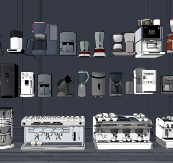现代咖啡机饮料机su草图模型下载