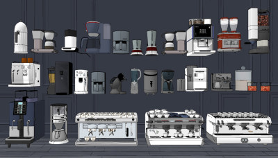 现代咖啡机饮料机su草图模型下载