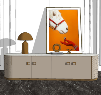 简欧式电视柜su草图模型下载