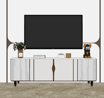 现代轻奢烤漆电视柜su草图模型下载