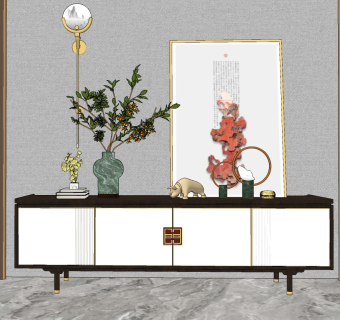 新中式轻奢电视柜su草图模型下载