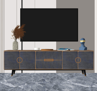 现代轻奢电视柜su草图模型下载