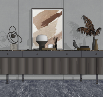 现代轻奢电视柜su草图模型下载