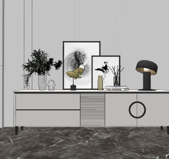 现代简约烤漆电视柜su草图模型下载