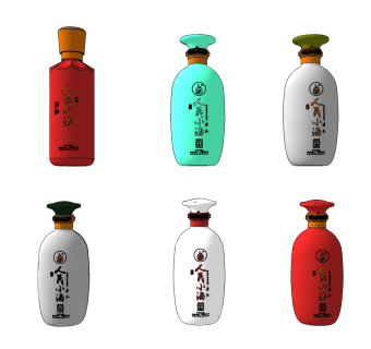 新中式白酒酒瓶su草图模型下载