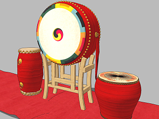 新中式手鼓古典乐器su草图模型下载
