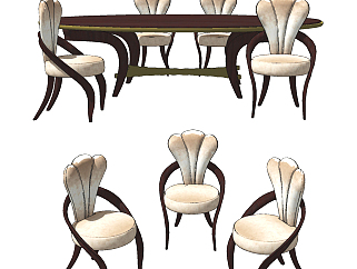 <em>新古典欧式</em>实木餐桌椅su草图模型下载