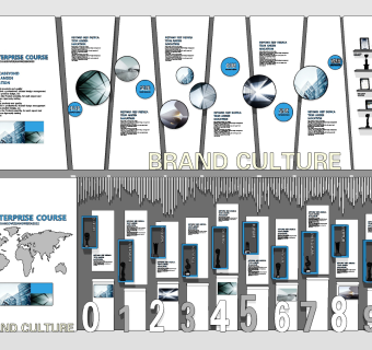 现代企业文化荣誉墙su草图模型下载