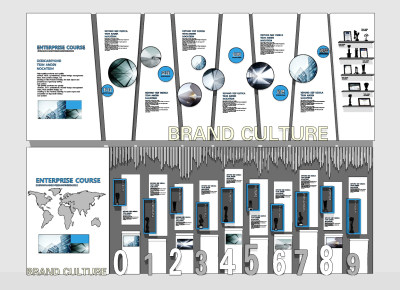 现代企业文化荣誉墙su草图模型下载