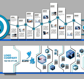 现代企业文化墙su草图模型下载