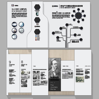 现代企业文化墙展厅荣誉墙su草图模型下载