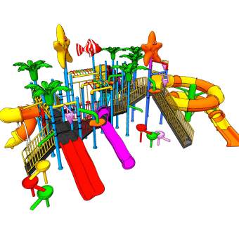 现代儿童滑梯游乐设备器材su草图模型下载
