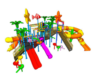 现代儿童滑梯游乐设备器材su草图模型下载