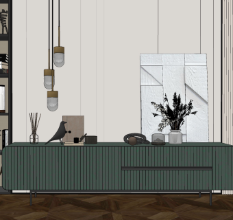 现代简约电视柜su草图模型下载