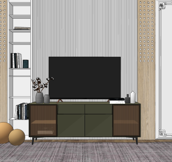 现代轻奢电视柜su草图模型下载