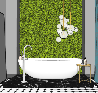 现代陶瓷外漏浴缸su草图模型下载