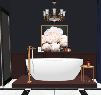 现代外漏浴缸su草图模型下载