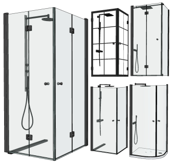 现代玻璃淋浴房su草图模型下载