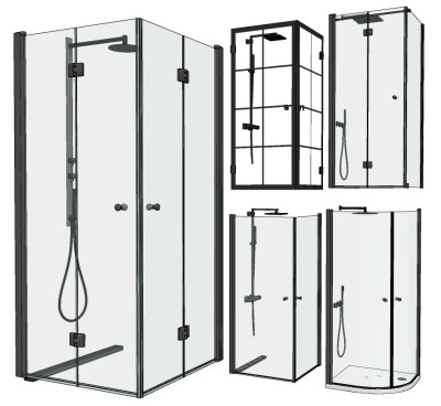 现代玻璃淋浴房su草图模型下载