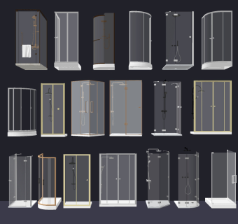现代玻璃淋浴房su草图模型下载