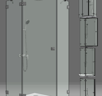现代玻璃淋浴房su草图模型下载