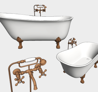 简欧外漏浴缸su草图模型下载