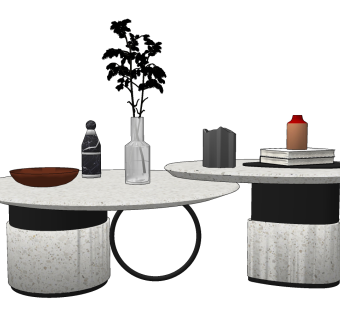 现代圆形茶几su草图模型下载