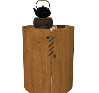 新中式圆几茶具su草图模型下载