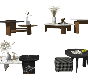 现代茶几，摆件su草图模型下载