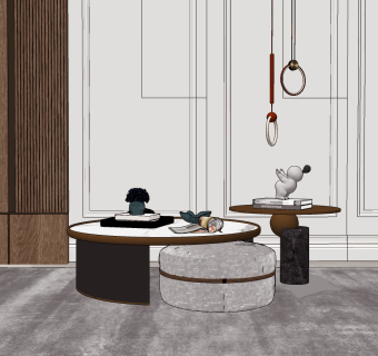 现代茶几，摆件su草图模型下载