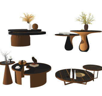 现代金属轻奢茶几su草图模型下载