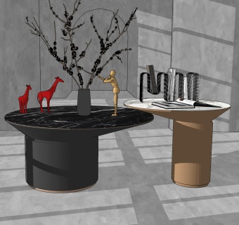 现代轻奢茶几su草图模型下载