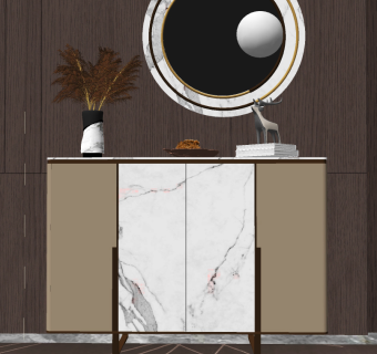 现代边柜玄关柜su草图模型下载