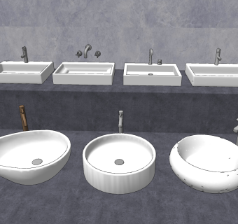 现代陶瓷洗手盆台盆,su草图模型下载