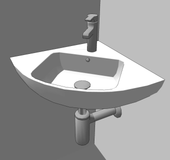 现代三角洗手盆su草图模型下载