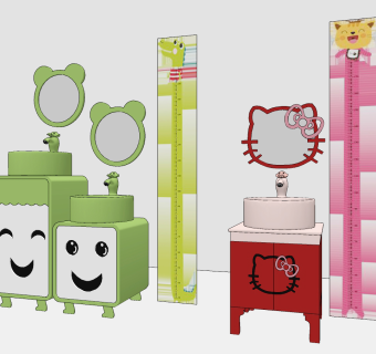 现代儿童台盆su草图模型下载