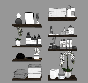 02现代化妆品洗涤日用品组合su草图模型下载