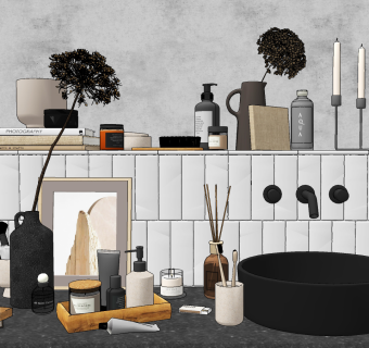 北欧卫浴用品台盆su草图模型下载