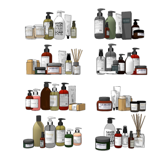 现代洗面奶卫浴用品su草图模型下载