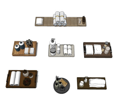 现代卫生间托盘饰品组合su草图模型下载