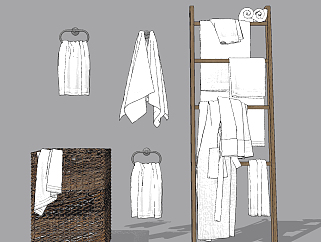 现代<em>毛巾</em>卫浴用品组合su草图模型下载