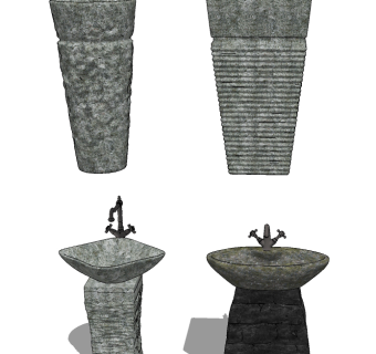 自然风洗手盆su草图模型下载