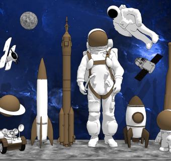 现代太空宇航员饰品摆件su草图模型下载